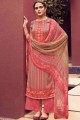 costume palazzo imprimé en pashmina rose