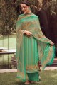 costume palazzo vert en tissu pashmina imprimé