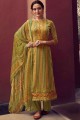costume palazzo imprimé pashmina vert