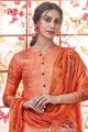 costume palazzo pashmina avec imprimé en orange