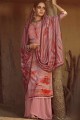 imprimé pur pashmina rose palazzo costume avec dupatta