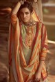 costume palazzo imprimé multicolore en pur pashmina