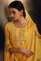costume palazzo jaune en pashmina brodé