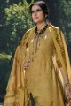 costume palazzo imprimé pashmina jaune avec dupatta