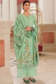costume palazzo en coton vert brodé