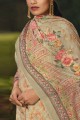 costume eid palazzo beige en coton avec imprimé