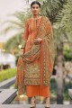 costume palazzo eid orange en coton avec imprimé