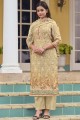 beige impression numérique eid palazzo costume en confiture satin