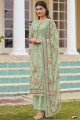 costume eid palazzo en satin vert confiture avec impression numérique