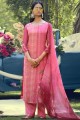 salwar kameez rose avec mousseline imprimée numérique