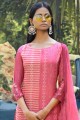 salwar kameez rose avec mousseline imprimée numérique