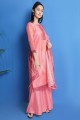 costume palazzo en soie Chanderi rose avec impression numérique