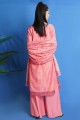 costume palazzo en soie Chanderi rose avec impression numérique