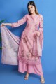 costume palazzo à imprimé numérique en soie chanderi rose