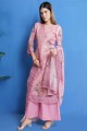 costume palazzo à imprimé numérique en soie chanderi rose