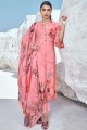 salwar kameez en coton rose en impression numérique