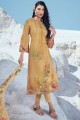 salwar kameez en coton jaune en impression numériquev