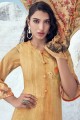 salwar kameez en coton jaune en impression numériquev