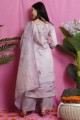 salwar kameez satiné avec impression numérique en rose
