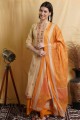salwar kameez beige en coton imprimé numérique avec dupatta