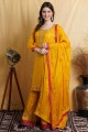costume palazzo en mousseline de soie chinon jaune avec miroir
