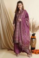 costume palazzo violet en soie de tussard à impression numérique