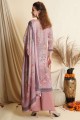 costume palazzo en crêpe à imprimé numérique rose avec dupatta