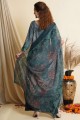 costume palazzo en crêpe bleu sarcelle avec impression numérique