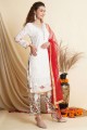 georgette diwali palazzo costume en blanc cassé avec fil