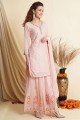 costume palazzo diwali rose en georgette avec dupatta