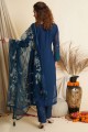 costume bleu marine diwali palazzo en georgette avec fil