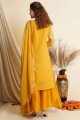 costume palazzo diwali en georgette jaune avec dentelle