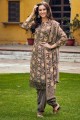 costume patiala en crêpe gris à imprimé numérique avec dupatta