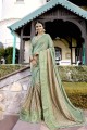 couleur vert clair fantaisie tissu sari