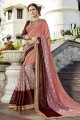 tissu fantaisie couleur pêche sari