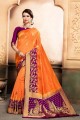 orange et magenta sari de soie grège