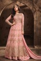 costume Anarkali net de couleur rose