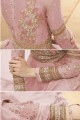 georgette couleur rose, costume Anarkali net mono