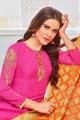 costume couleur rose coton Chanderi churidar