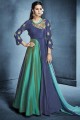 vert avec la couleur bleue Morvi soie & c / n Banarasi costume de soie palazzo