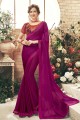 mousseline de mousse couleur pourpre sari
