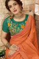 mousseline de mousse orange sari