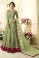 soyeux couleur vert clair banglori soie douce organza Anarkali costume 