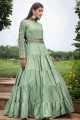Pista green Cotton Gown Dress