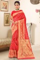 tissage banarasi karva chauth sari en soie banarasi rouge