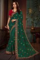 couleur verte vichitra saris en soie