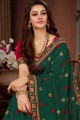 couleur verte vichitra saris en soie