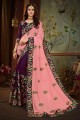 rose, couleur rouge-violet vichitra saris en soie