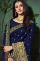 nevy couleur bleue vichitra saris en soie