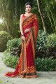 mousseline de soie couleur rouge brasso sari